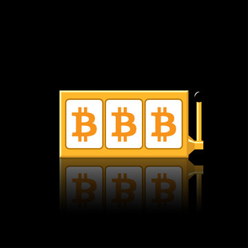 Bitcoin slot reels icon vector illustration