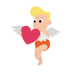Cupid with heart flying