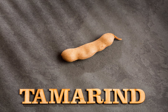 Tamarind tropical fruit - Tamarindus indica. Top view