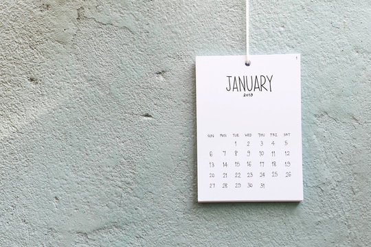 Vintage calendar 2019 handmade hang on the wall, January 2019