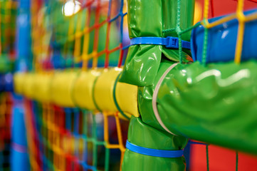 Close up details of a colorful softplay frame.