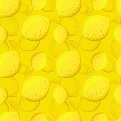Lemon seamless pattern. Colorful sketch lemons. Citrus fruit background. Elements for menu, greeting cards, wrapping paper, cosmetics packaging, posters etc