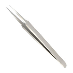 Surgical straight tweezers. Metal medical instrument. Medicine and health. Isolated realistic object on white background. Vector illustrations.
