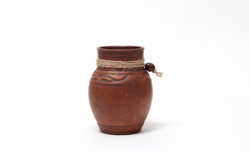 Greek vase, clay vase, clay product, flower vase isolated on a white background