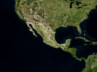 Satellite image of Mexico with borders (Isolated imagery of Mexico. Elements of this image...