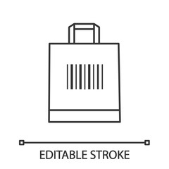 Shopping bag with barcode linear icon