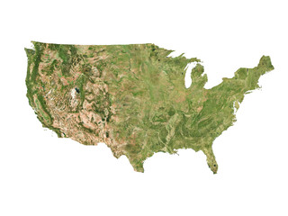 Satellite image of USA with white borders (Isolated imagery of USA. Elements of this image furnished by NASA)