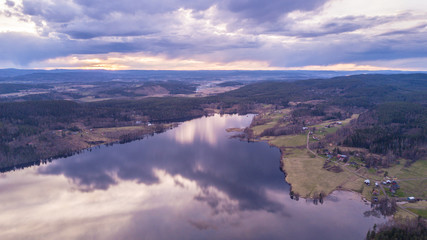 Aerial photography of a lake