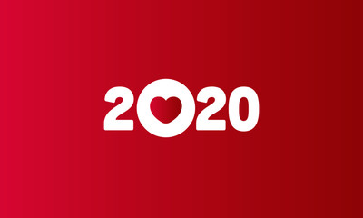 Year 2020 Typography Concept Design with Heart