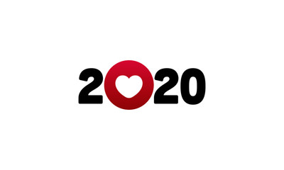 Year 2020 Typography Concept Design with Heart