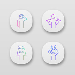 Emotional stress app icons set