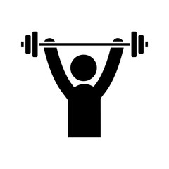 Man training with barbell glyph icon