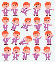 Cartoon character businessman in casual style. Set with different postures, attitudes and poses, doing different activities in isolated vector illustrations.