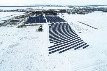 Solar power plant, winter view