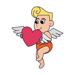 Cupid with heart flying
