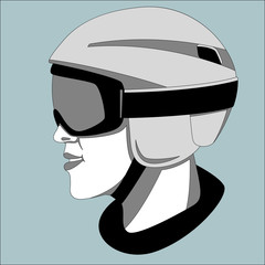 protective helmet ,vector illustration , lining draw  