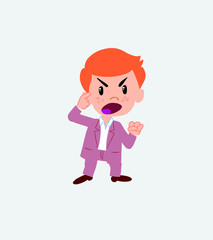 Businessman in casual style screams angry in aggressive attitude.