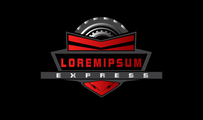 automotive logo design with tire symbol