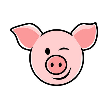 Wonderful design of pink pig on a white background