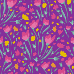 Fototapeta na wymiar Flower Pattern. Endless Background. Seamless