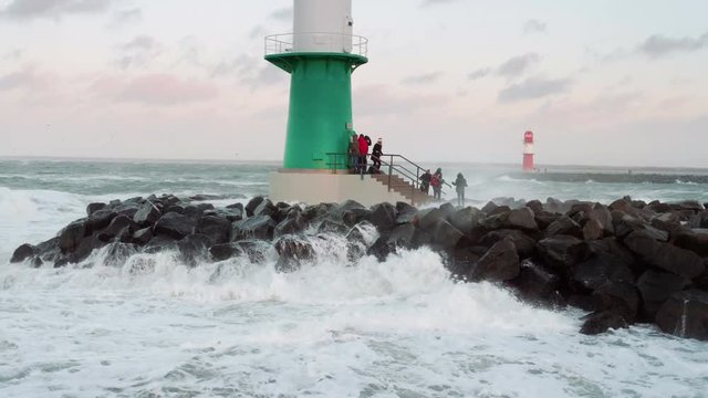 Storm at the Baltic Sea in Rostock Warnem&uuml;nde
