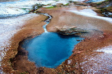 Thermal hot springs near Reykjadalur in Iceland