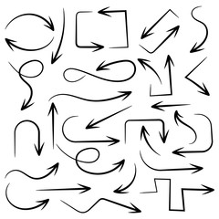 Black arrows. Set of hand drawn icons