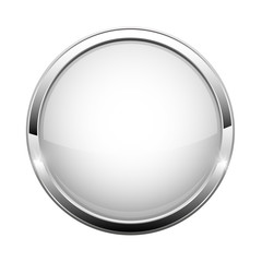 White glass button. Shiny round 3d web icon