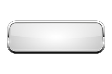 White glass button. Shiny rectangle 3d web icon