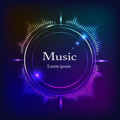 Musical background, dark blue, olor frequencies, space for text.