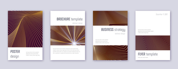 Minimalistic brochure design template set. Gold ab
