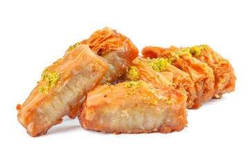 Turkish Ramadan Dessert Baklava isolated on white