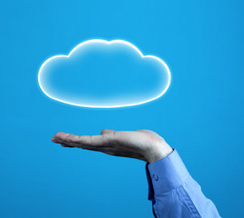 Hand holding cloud. Cloud Computing Concept