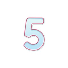 Candle number five. 5 symbol. Cartoon realistic vector candle number for Birthday cakes