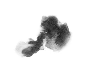 watercolor black and gray, grey texture splash isolated on white background, for text, banner, card, invitation, design for tag and label, logo, brand © wrongorright