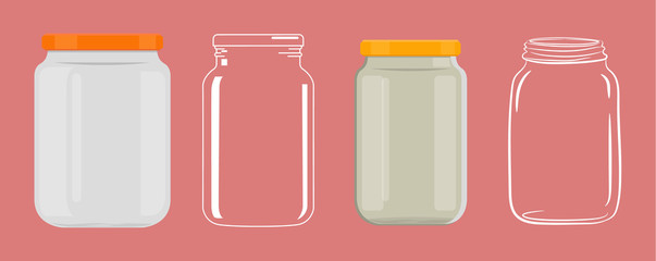 Empty glass jar without transparency - obrazy, fototapety, plakaty