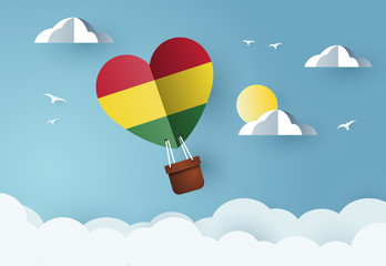 Heart air balloon with Flag of Bolivia for independence day or something similar