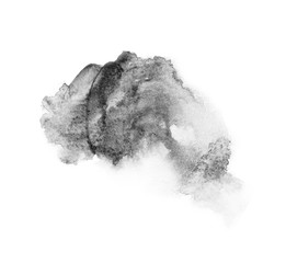 watercolor black and gray, grey texture splash isolated on white background, for text, banner, card, invitation, design for tag and label, logo, brand © wrongorright
