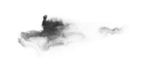 watercolor black and gray, grey texture splash isolated on white background, for text, banner, card, invitation, design for tag and label, logo, brand © wrongorright