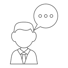 businessman with blank chat bubble