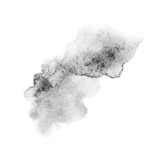 watercolor black and gray, grey texture splash isolated on white background, for text, banner, card, invitation, design for tag and label, logo, brand © wrongorright