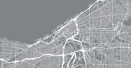 Urban vector city map of Cleveland, Ohio, United States of America - obrazy, fototapety, plakaty