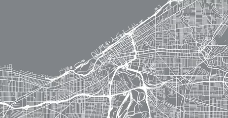 Fotobehang Urban vector city map of Cleveland, Ohio, United States of America © ink drop