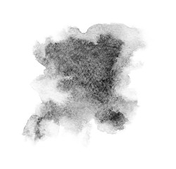 watercolor black and gray, grey texture splash isolated on white background, for text, banner, card, invitation, design for tag and label, logo, brand