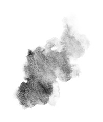 watercolor black and gray, grey texture splash isolated on white background, for text, banner, card, invitation, design for tag and label, logo, brand