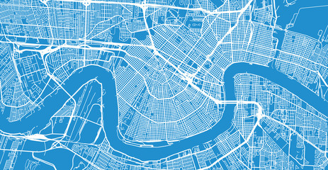 Urban vector city map of New Orleans, Louisiana, United States of America