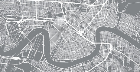 Urban vector city map of New Orleans, Louisiana, United States of America