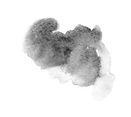 black watercolor splash isolated on white background, for text, banner, card, invitation, design for tag and label, logo, brand. color like gray, grey  © wrongorright