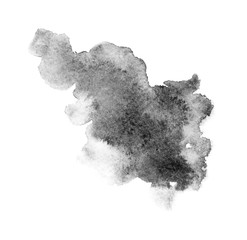 black watercolor splash isolated on white background, for text, banner, card, invitation, design for tag and label, logo, brand. color like gray, grey  © wrongorright