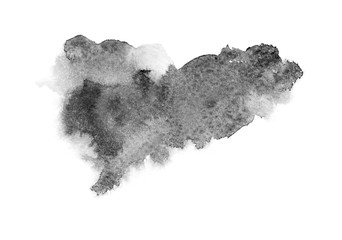 black watercolor splash isolated on white background, for text, banner, card, invitation, design for tag and label, logo, brand. color like gray, grey  © wrongorright